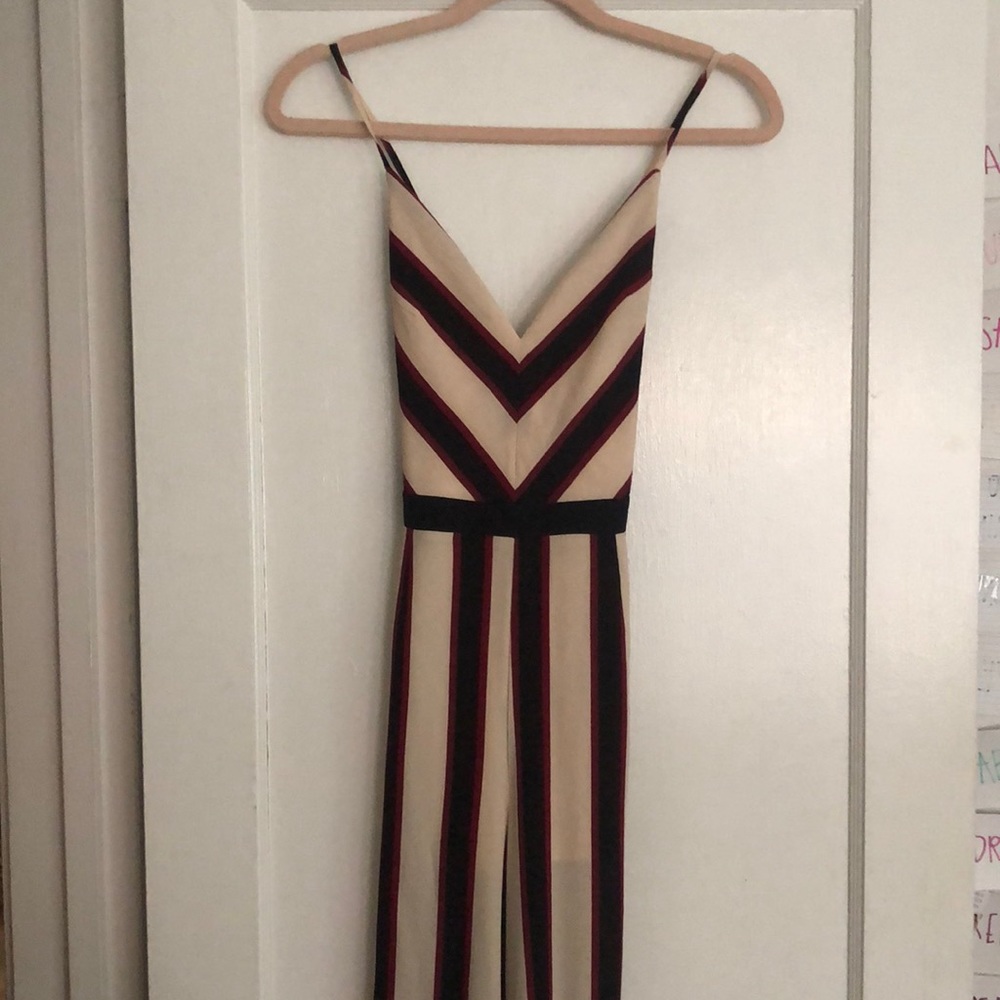 (size SM) Wide leg striped boutique jumpsuit